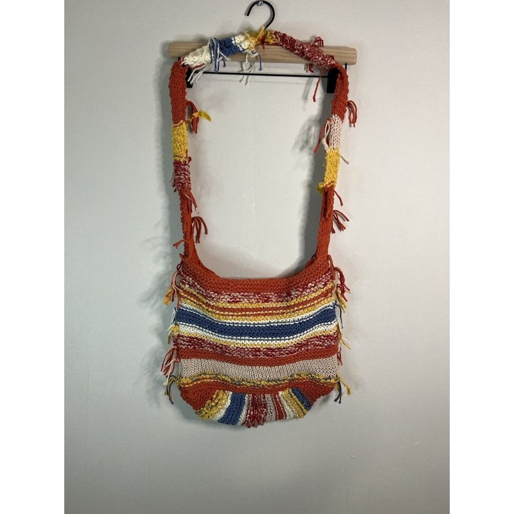 Free People Northbound Hobo Bag Cotton Crochet Multicolor **FLAW**